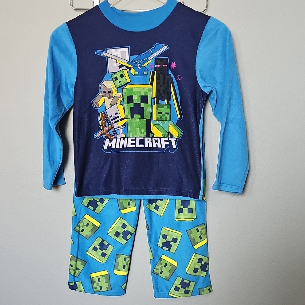 Minecraft Kids Pajama Set - Blue and Green Size 8